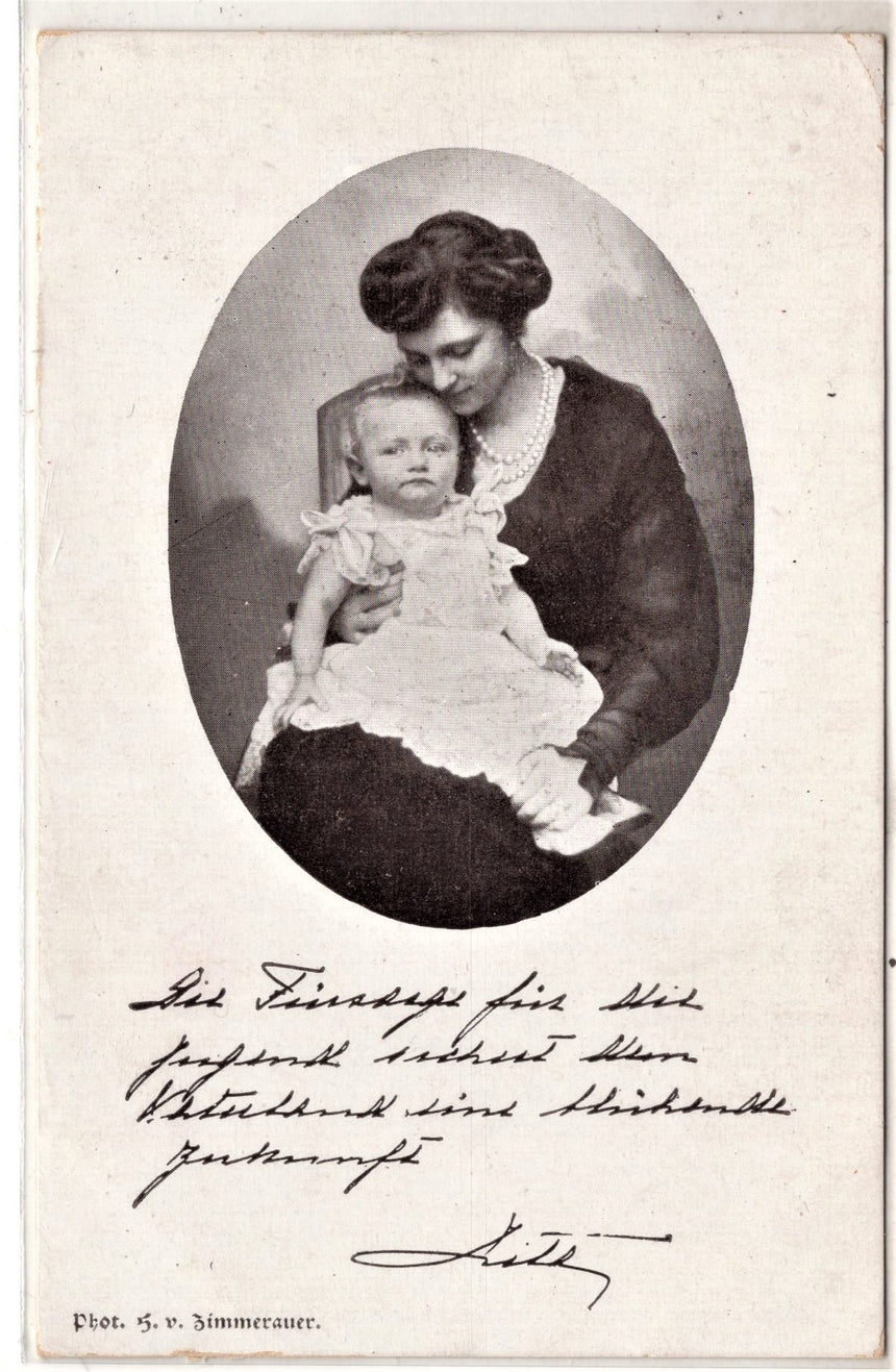 Cartolina antica Principessa Zita con figlio