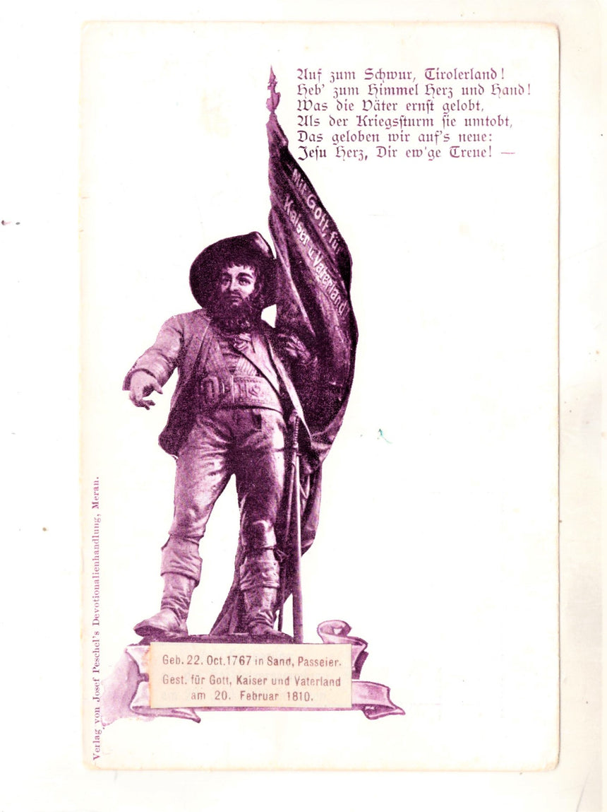 Cartolina antica Cartolina politica Sudtirol - Statua Andreas Hofer