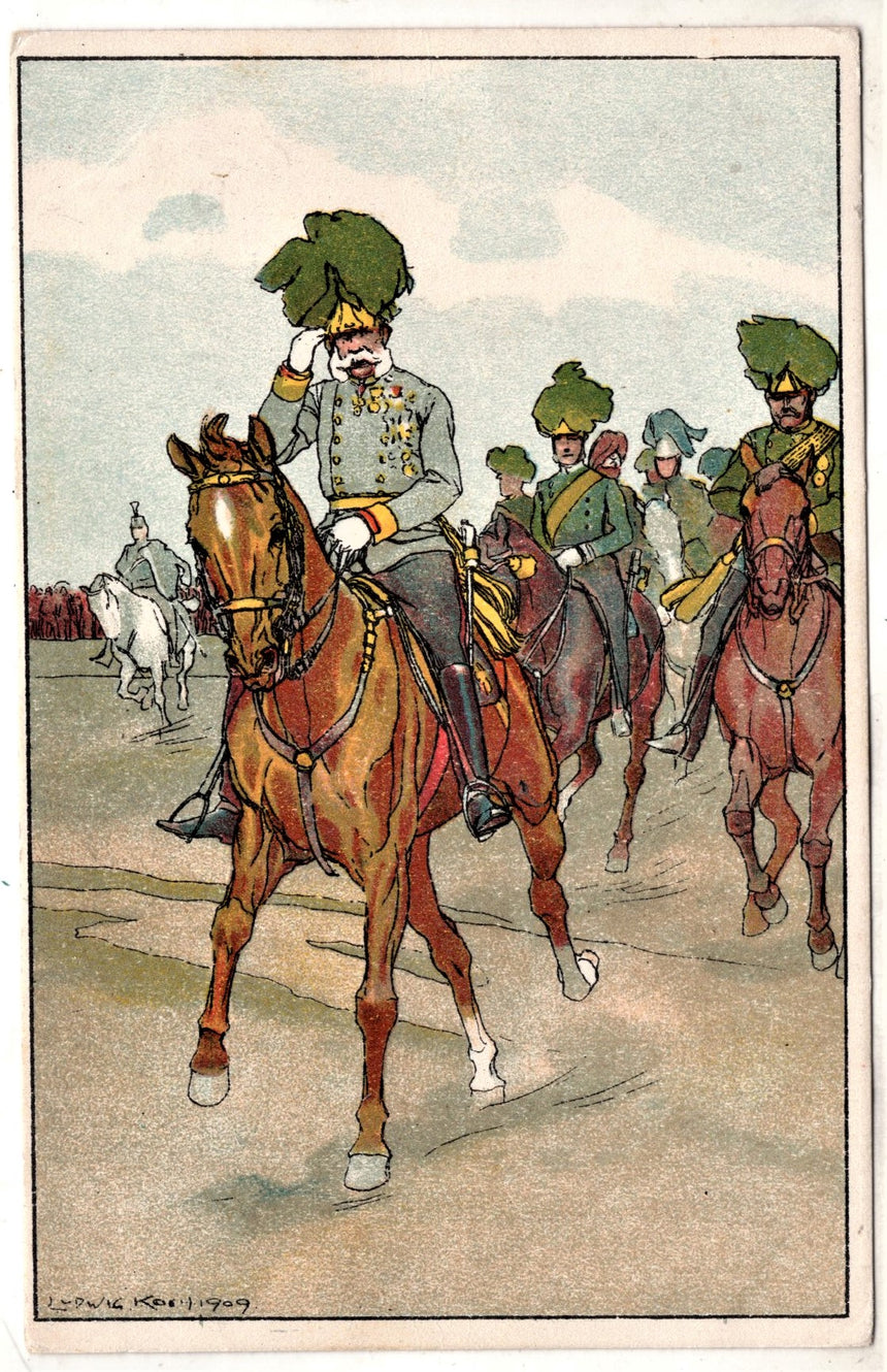 Cartolina antica Francesco Giuseppe a cavallo - Franz Josef