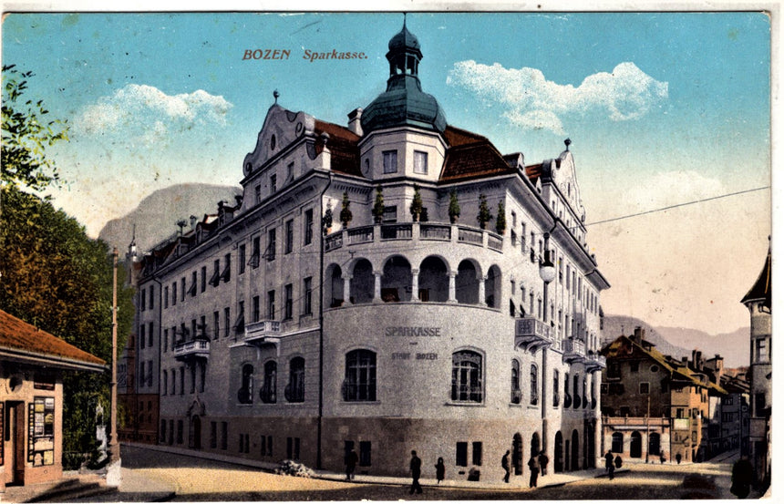 Cartolina antica Bolzano - La Cassa di Risparmio Sparkasse