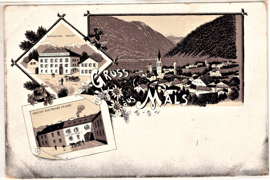 Cartolina antica Grus aus Mals