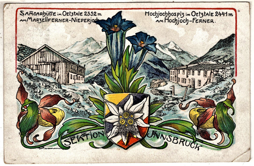 Cartolina antica Hochjochhospiz im Oetztale Colletoria Hochjochhospitz