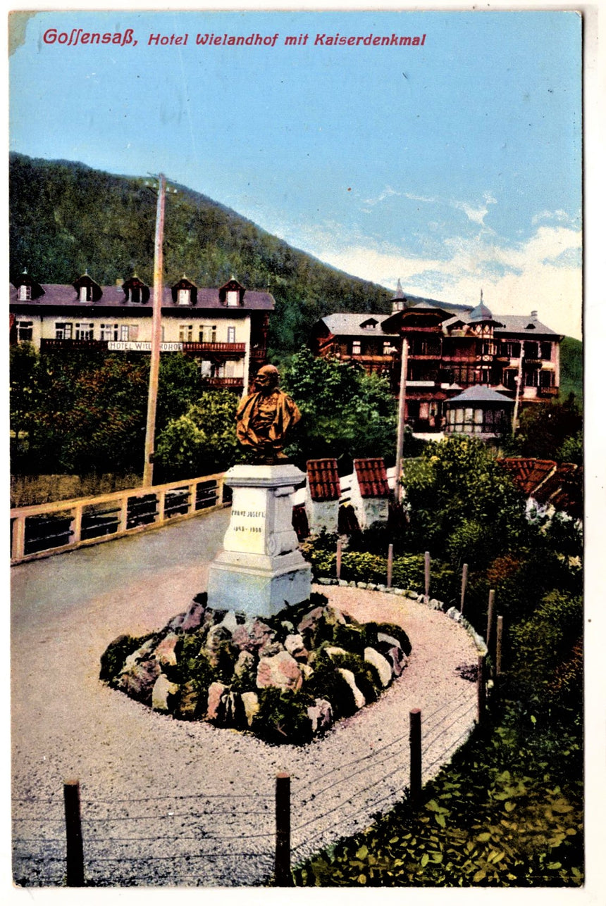 Cartolina antica Gossensass hotel Wielandhof mit Kaiserdenkmal