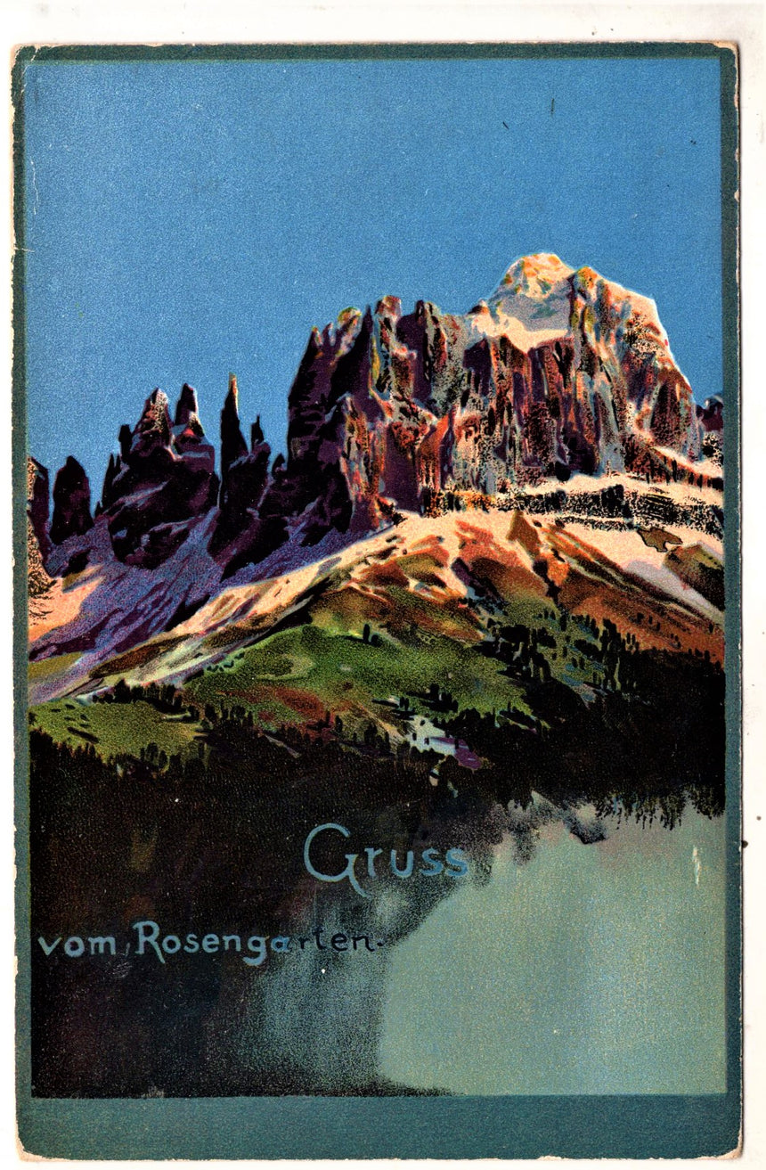 Cartolina antica Gruss vom Rosengarten Zeno Diemer
