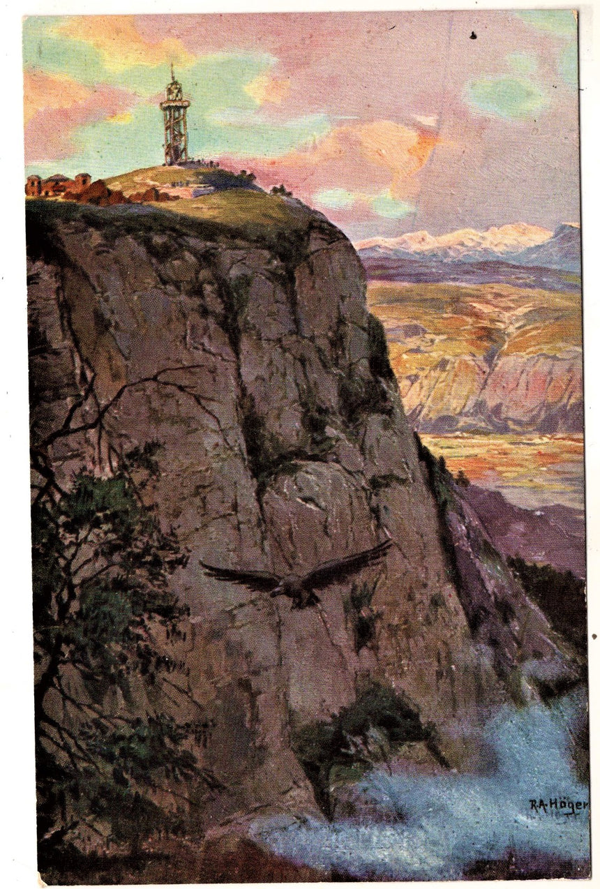 Cartolina antica Die spitze des Penegal Mendel disegno Hòger