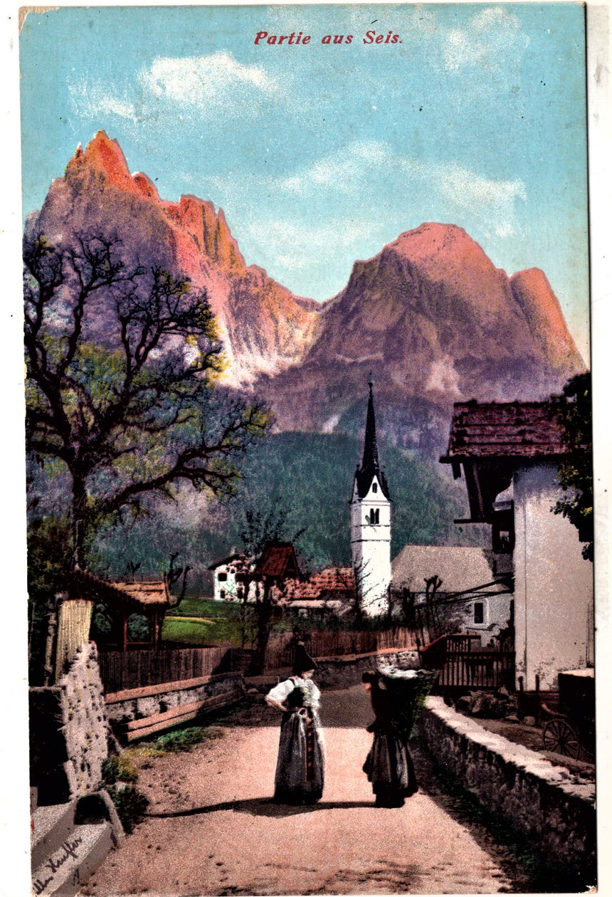 Cartolina antica Partie aus Seis Bozen