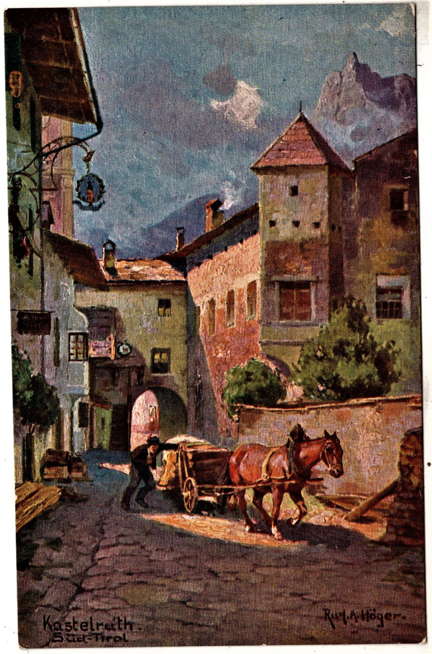 Cartolina antica Castelrotto Sudtirol disegno Hòger