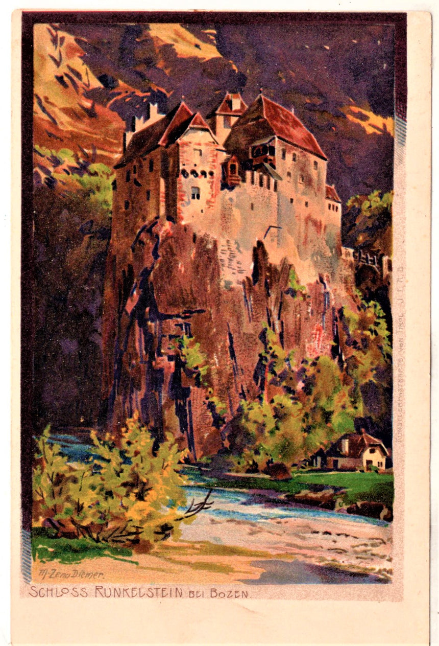 Cartolina antica Schloss Runkelstein Bozen Zeno Diemer