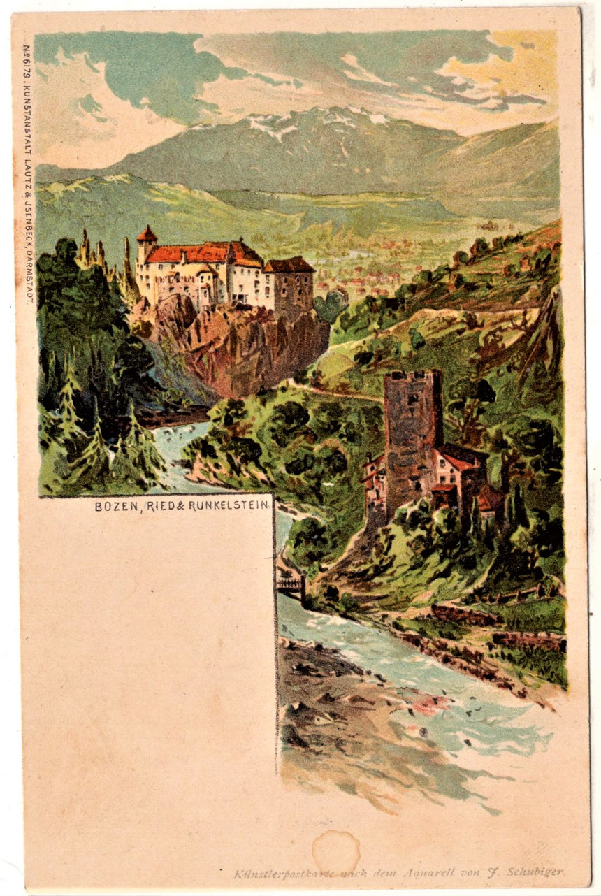 Cartolina antica Bozen Ried e Runkelstein