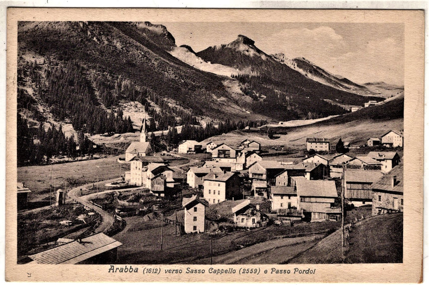 Cartolina antica Arabba e passo Pordoi