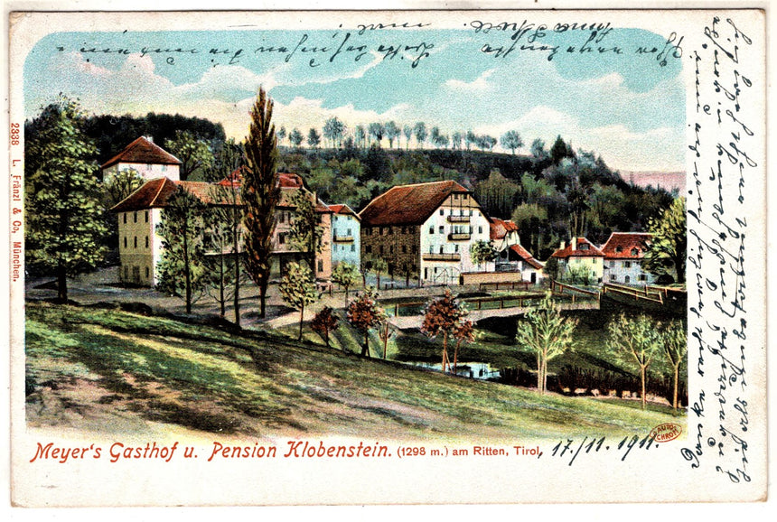 Cartolina antica Sudtirol Mejers Gasthof und pension Klobenstein am Ritten