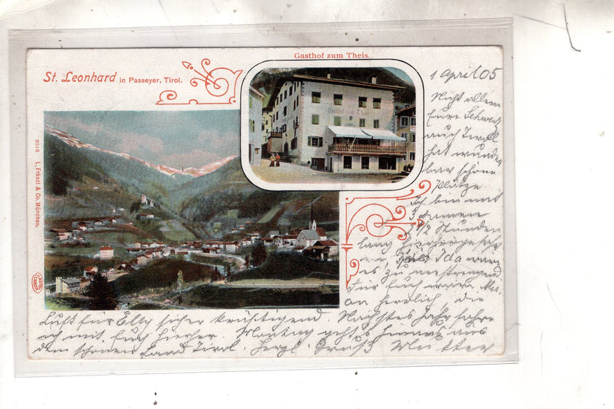 Cartolina antica Sudtirol St. Leonard in Passeyer Gasthof zum Theis