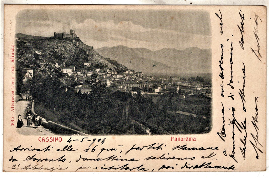 Cartolina antica Cassino panorama nel 1900