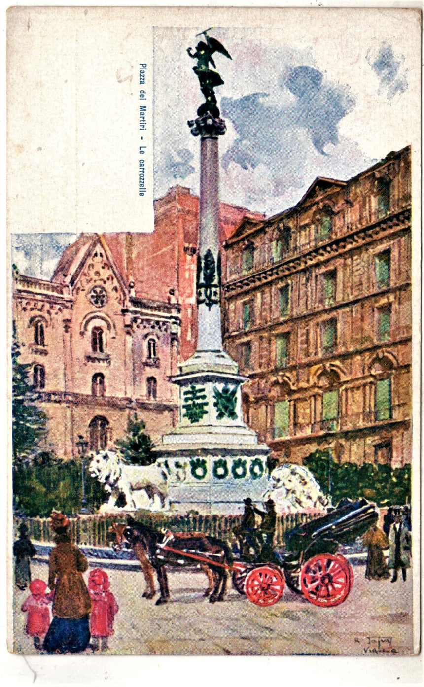 Cartolina antica Napoli piazza dei Martiri