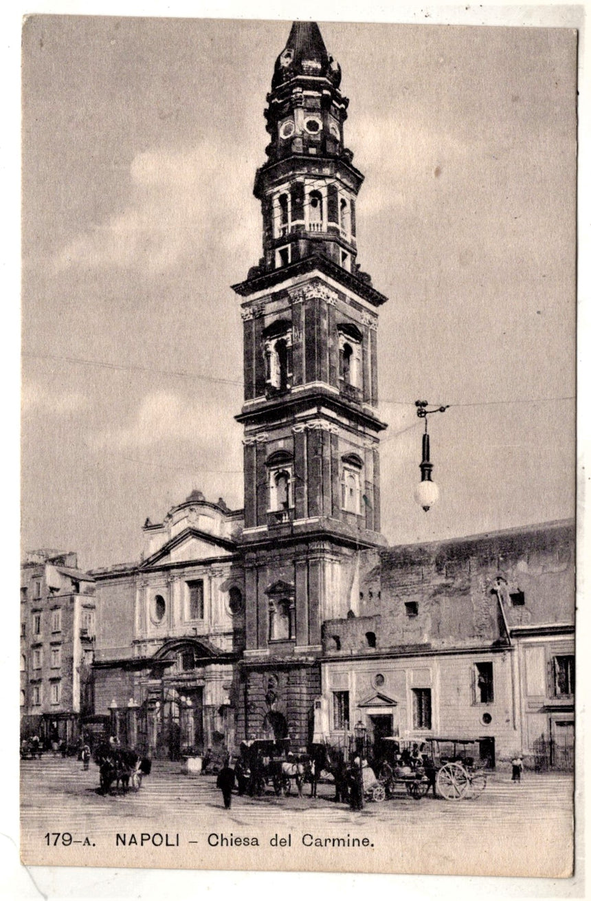 Cartolina antica Napoli Chiesa del Carmine