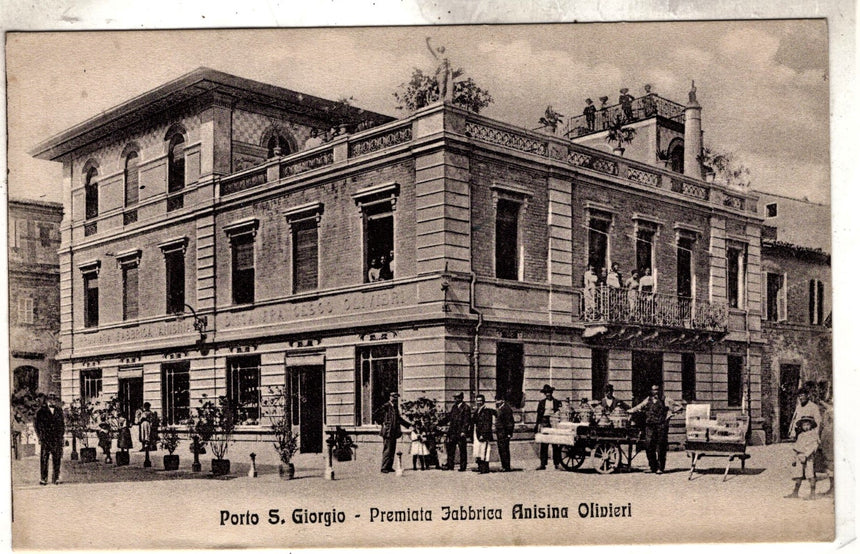 Cartolina antica Porto San Giorgio premiata fabbrica Anisina Olivieri