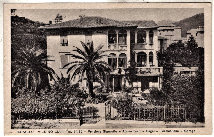 Cartolina antica Rapallo pensione Villino LIA