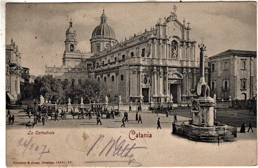 Cartolina antica Catania la cattedrale anni 1900 per Austria