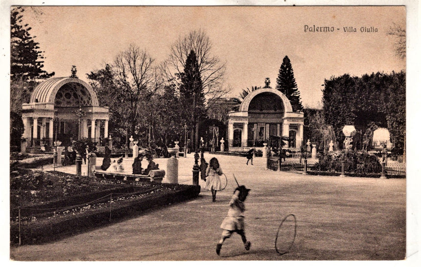 Cartolina antica Palermo giardino di villa Giulia