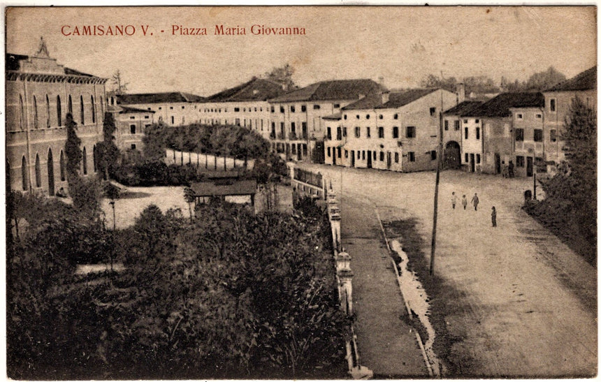 Cartolina antica Camisano Vicentino piazza Maria Giovanna