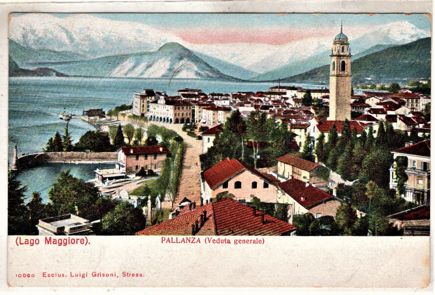 Cartolina antica Pallanza lago Maggiore veduta generale