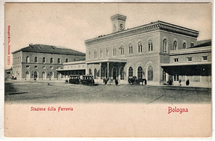 Cartolina antica Bologna la stazione della ferrovia