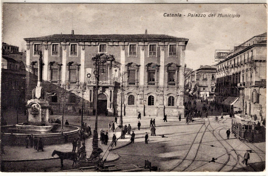 Cartolina antica Catania palazzo del municipio