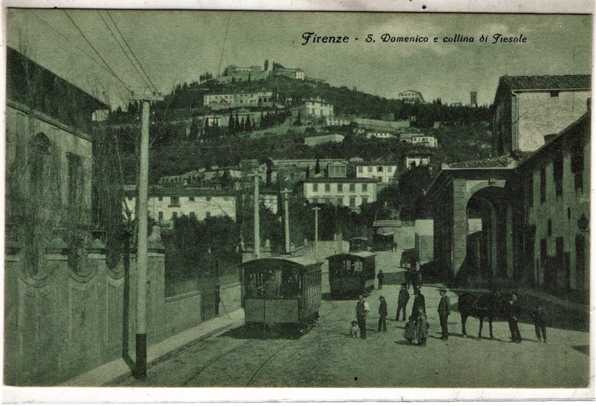 Cartolina antica Firenze S.Domenico e collina di Fiesole