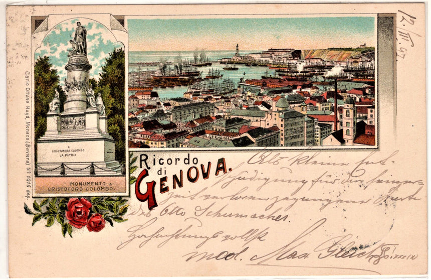 Cartolina antica Genova Ricordo di Genova