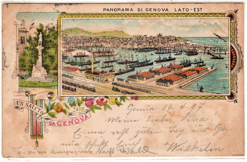 Cartolina antica Genova Ricordo di Genova