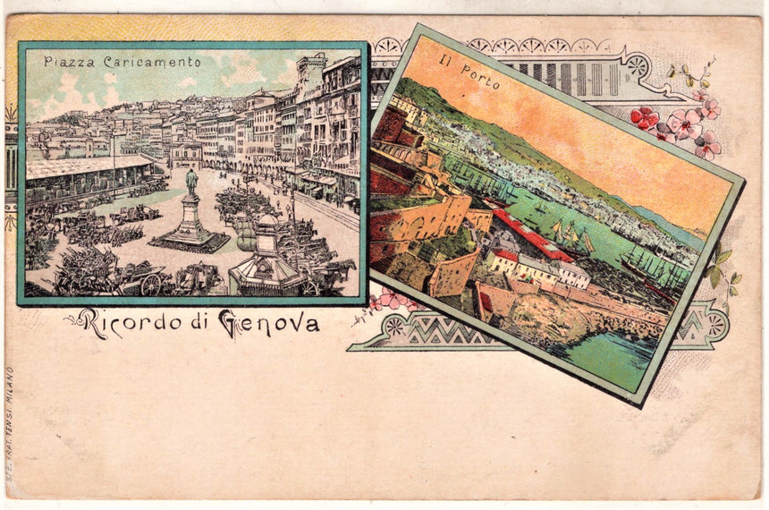 Cartolina antica Genova Ricordo di Genova