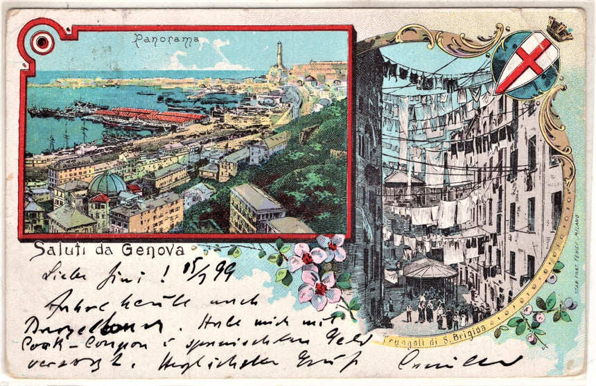 Cartolina antica Genova Saluti da Genova