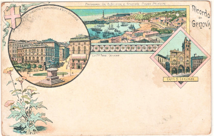 Cartolina antica Genova Ricordo di Genova