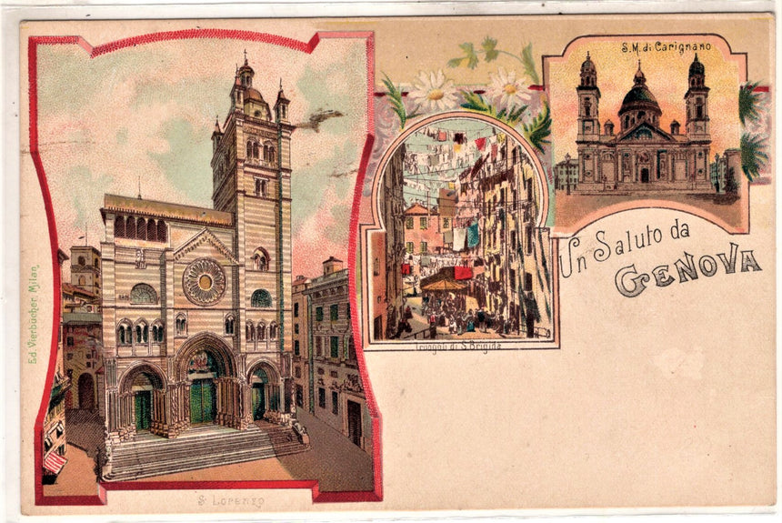 Cartolina antica Genova un saluto da Genova