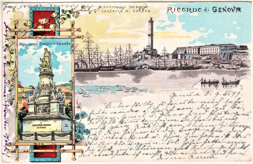 Cartolina antica Genova Ricordo di Genova