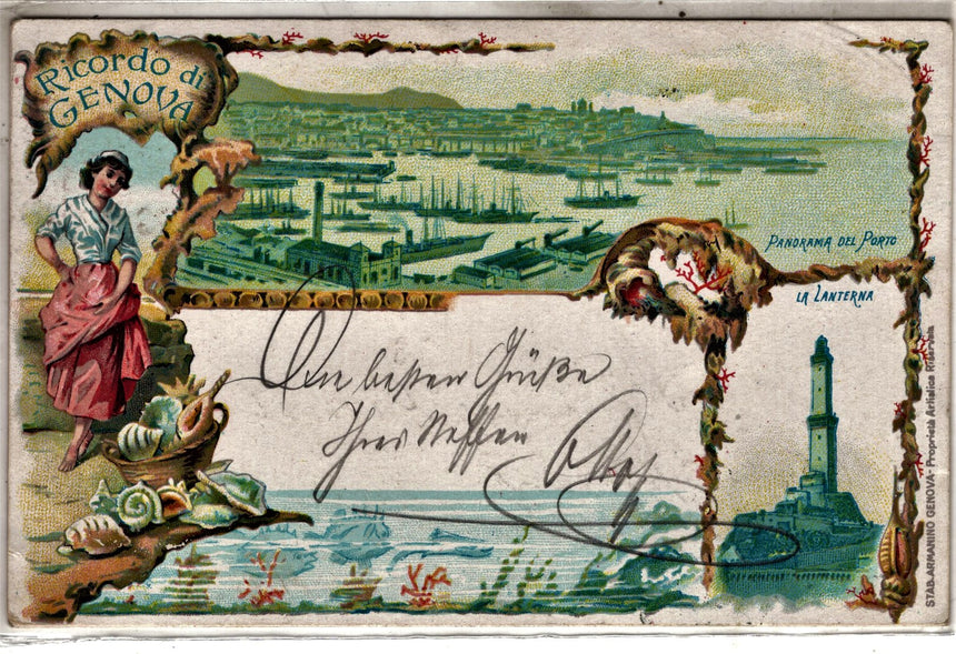 Cartolina antica Genova Ricordo di Genova