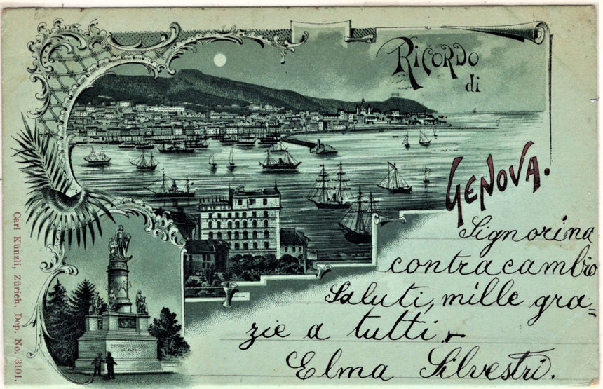 Cartolina antica Genova Ricordo di Genova