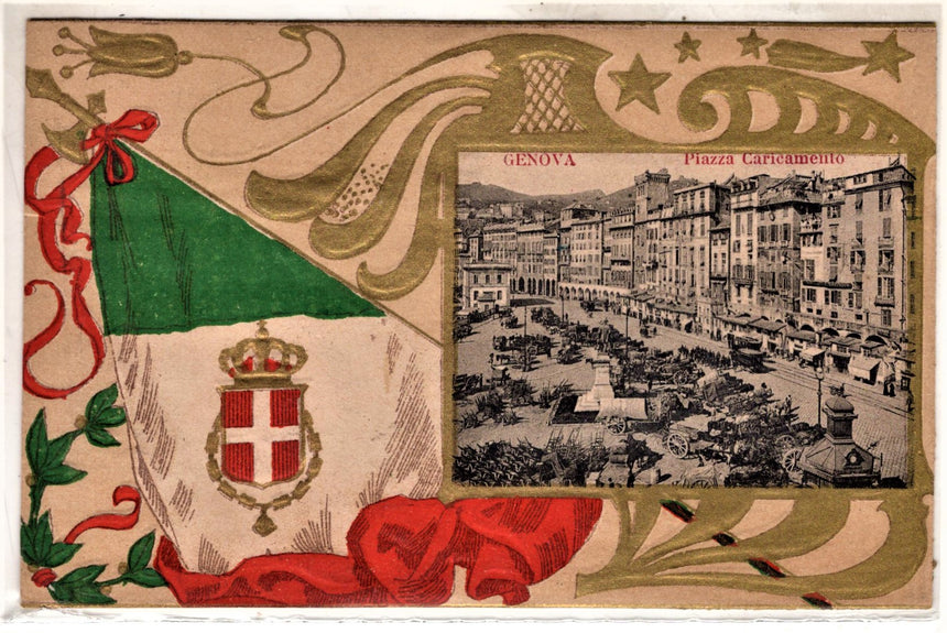 Cartolina antica Genova piazza caricamento