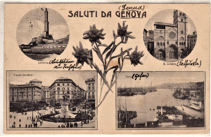 Cartolina antica Genova Saluti da Genova