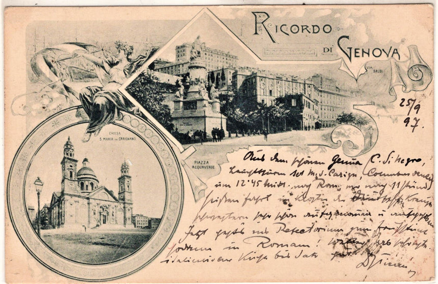 Cartolina antica Genova Ricordo di Genova