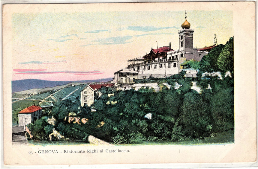 Cartolina antica Genova ristorante Righi al Castellacio