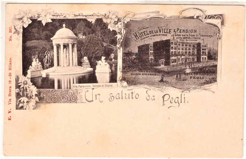 Cartolina antica Genova un saluti da Pegli