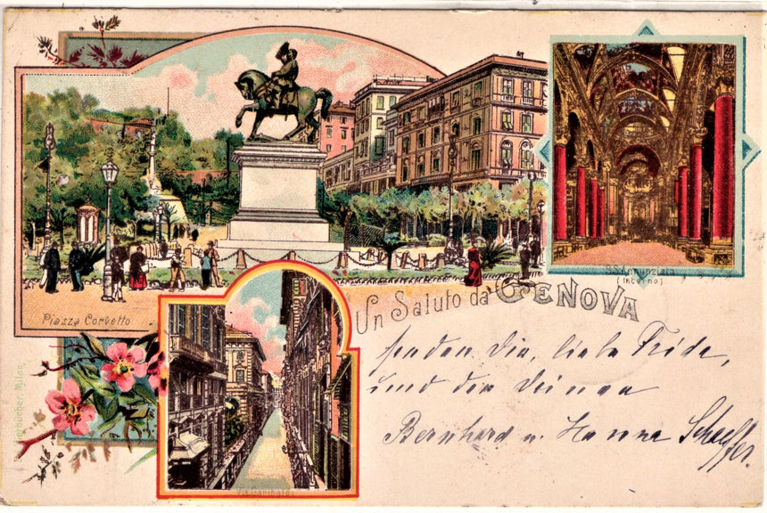 Cartolina antica Genova un saluto da Genova