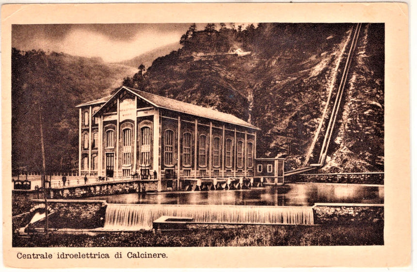 Cartolina antica Cuneo Centrale elettrica di Calcinere