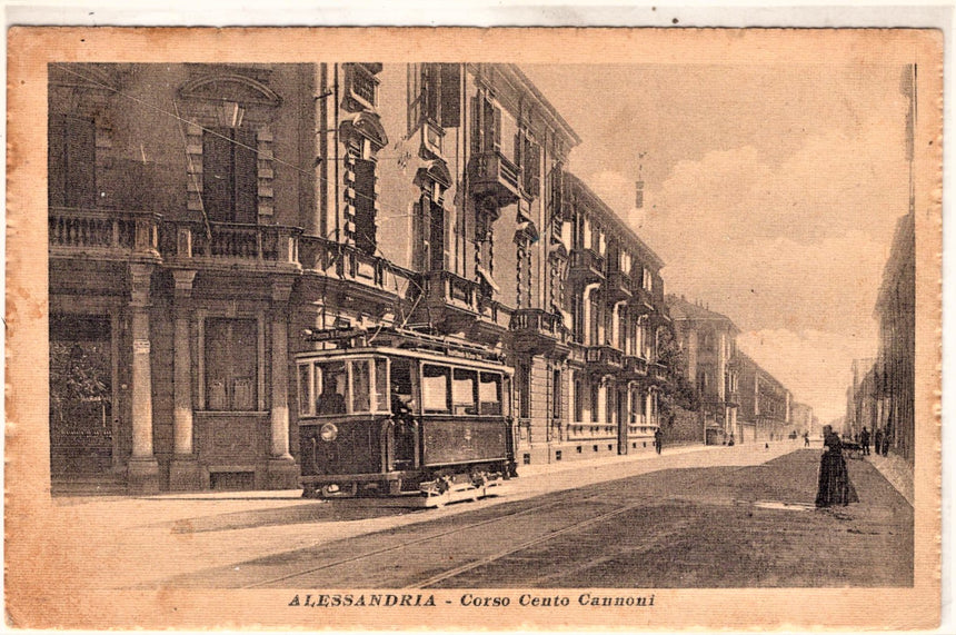 Cartolina antica Alessandria corso cento cannoni