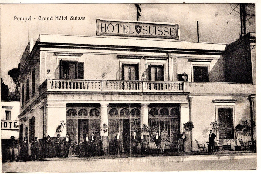 Cartolina antica Napoli Pompei Gran Hotel Suisse Cartolina Fattura per Vienna