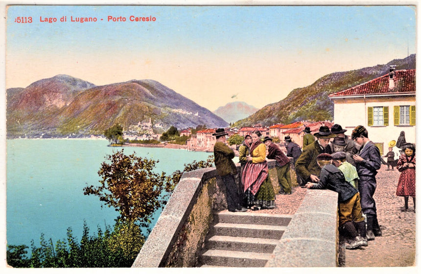 Cartolina antica Lago di Lugano Porto Ceresio