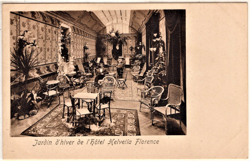 Cartolina antica Firenze Florence giardino d inverno dell Hotel Helvetia