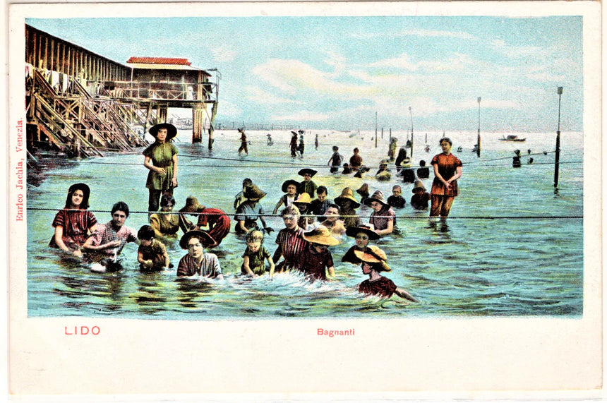 Cartolina antica Venezia bagnanti