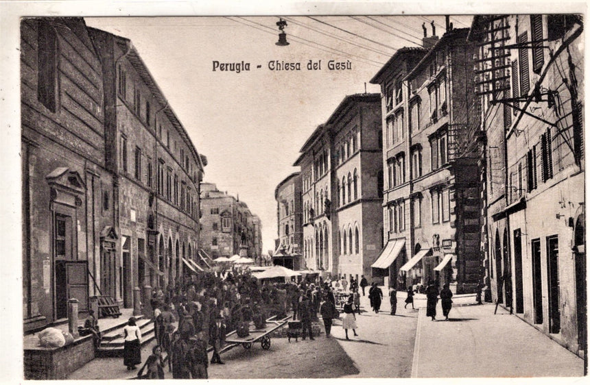 Cartolina antica Perugia Chiesa del Gesu